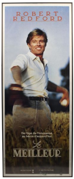 1984 The Natural French Door Panel Original Movie Poster 25" x 63" - Affixed To Canvas