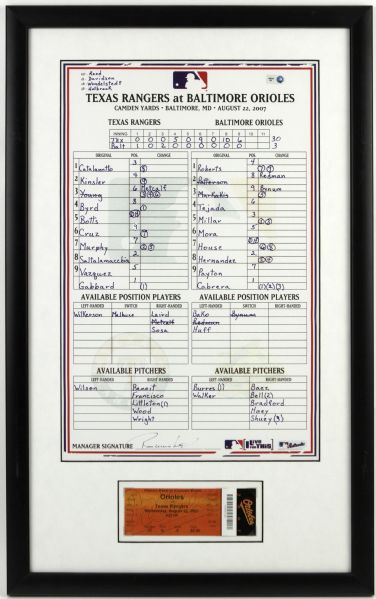 2007 Baltimore Orioles vs. Texas Rangers Full Ticket Display - Rangers Score 30 Runs