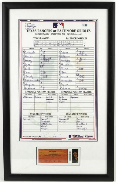 2007 Baltimore Orioles vs. Texas Rangers Full Ticket Display - Rangers Score 30 Runs