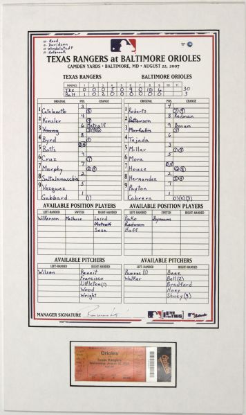 2007 Baltimore Orioles vs. Texas Rangers Full Ticket Display - Rangers Score 30 Runs