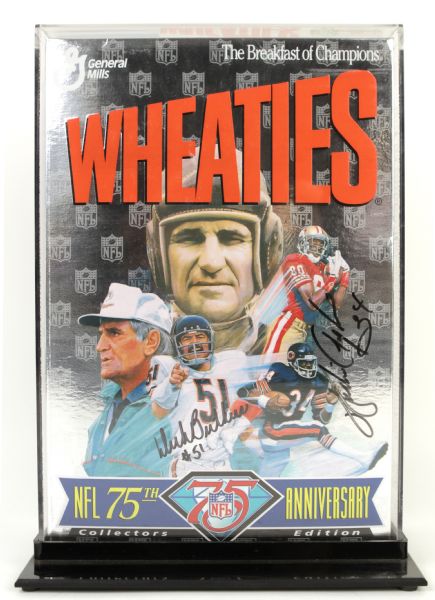 1994 Wheaties Box Signed by Chicago Bears Greats Dick Butkus & Walter Payton Signed by Payton At Bears Reunion - JSA 