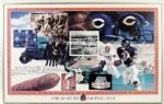 1980s Chicago Bears 40 1/2" x 25" Artwork Displayed in Soldier Field Luxury Suites Display Purchased From Bears 