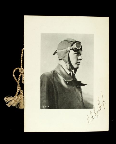 1927 Charles Lindbergh Signed Banquet Menu  From August of 1927 - JSA 