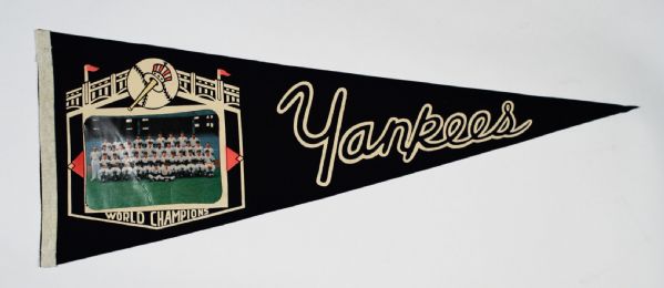 1961  New York Yankees World Champions Team Picture Full Size Pennant - Near Mint
