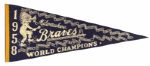 1958 Milwaukee Braves Full Size "World Champions" Phantom Scroll Pennant