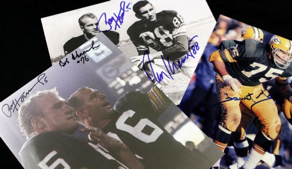 1960s Green Bay Packers Signed Photo - Lot of 3 w/ Hornung & Skoronski Gregg Hornung & Ron Kramer (MEARS Auction LOA) 