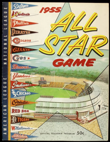 1955 All Star Game Program County Stadium w/Ticket Stub - Stan Musial Game Winning Home Run