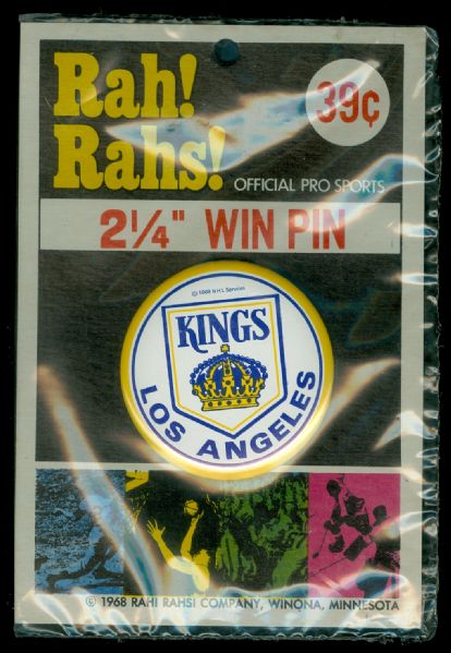 1968/69 Los Angeles Kings 2 1/4" Rah! Rahs! Win Pin MIP