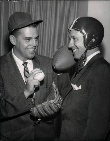 1957 Bob Feller Otto Graham Cleveland "The Sporting News Collection Archives" Original Photo (Sporting News Collection Hologram/MEARS Photo LOA)