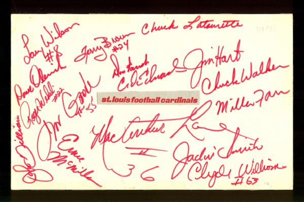 1971 St. Louis Cardinals Multi-Signed Team Sheet (16 Signatures) Including Jim Hart