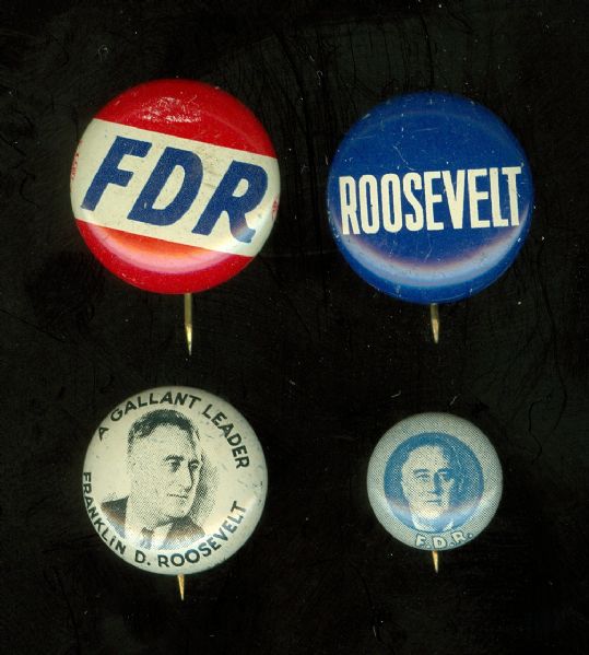 Franklin D. Roosevelt Presidential Campaign Pins (4)