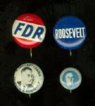 Franklin D. Roosevelt Presidential Campaign Pins (4)
