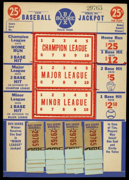 1950s Baseball Pull Tab