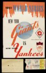 1951 New York Yankees vs. New York Giants World Series Program Ticket Stub & Parking Receipt From Joe DiMaggios Final Home Run