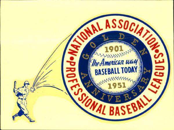 1951 National Association Golden Anniversary Dandecal "The Sporting News Collection Archives" Original Item (Sporting News Collection Hologram/MEARS LOA)