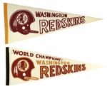 1980s circa Washington Redskins Full Size Pennant - Lot of 2