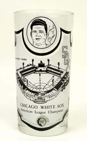 1959 Extremely Rare Early Wynn Chicago White Sox AL Champions Drinking Glass