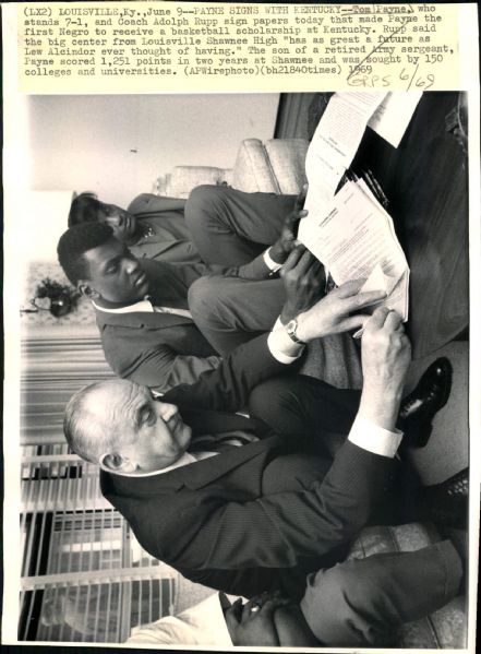 1969 Adolph Rupp and Tom Payne Kentucky Wildcats 8" x 11" Photo SPORT Magazine Collection (MEARS Photo LOA)