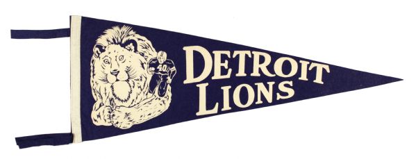 1940-50s Detroit Lions Full Size Football Pennant