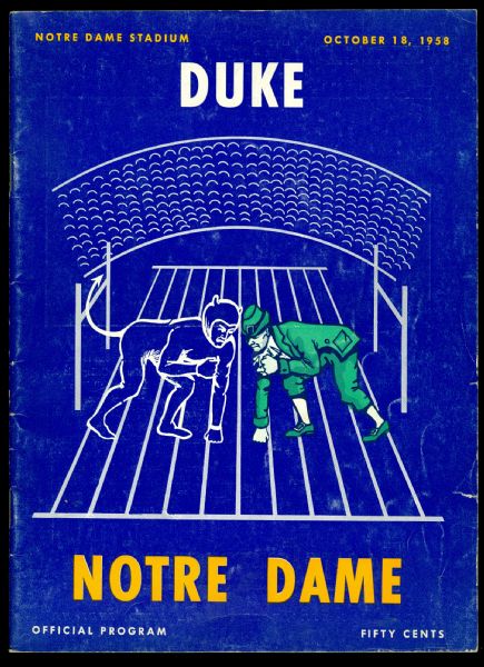 1958 Notre Dame Program vs. Duke