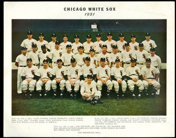 1951 Chicago White Sox Team 8 1/2" x 10 1/2" Photograph