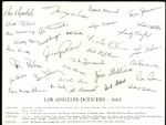 1963 Los Angeles Dodgers World Series Champions Team 8 1/2 x 11 Photo