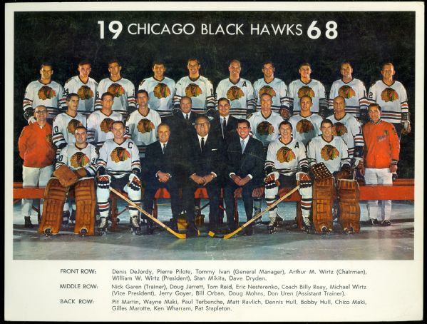 1968 Chicago Blackhawks Team 8 1/2" x 11" Photograph
