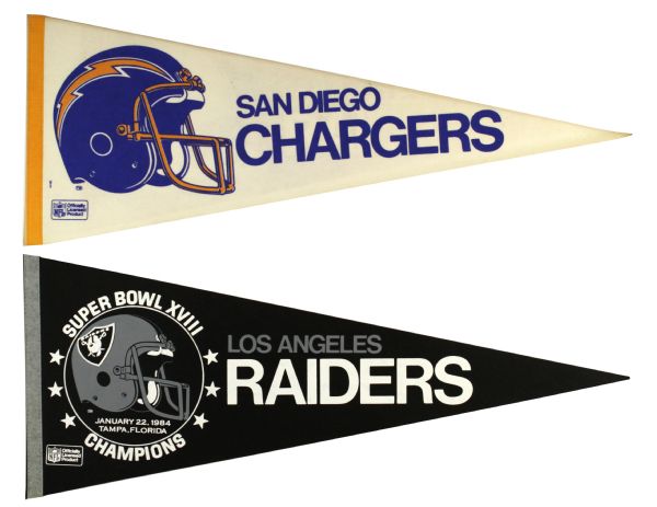 1970s to 1989 Full Size Football Pennants - Lot of 24