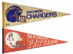 1970s to 1989 Full Size Football Pennants - Lot of 24