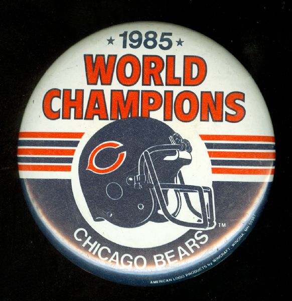1985 Chicago Bears World Champions 2 1/4" Pin