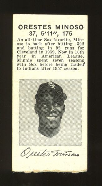 1960 Chicago White Sox Orestes Minnie Minoso Ticket Stub