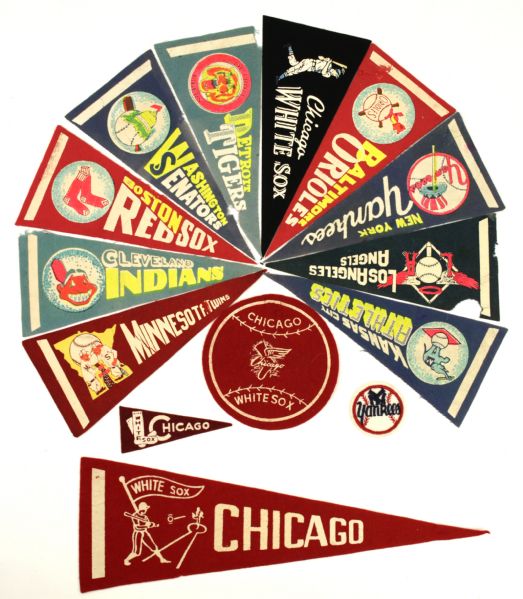 1950s-60s Baseball Related Mini-Pennants - Lot of 14