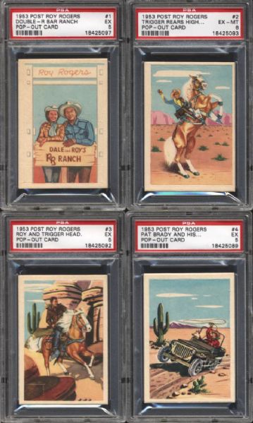 1953 Post Roy Rogers Pop Out Card Complete Set of 36 All PSA Graded Average Grade of 5.38
