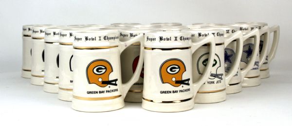 Super Bowl I-XX 5 3/4" Ceramic Stein - Lot of 20 Different