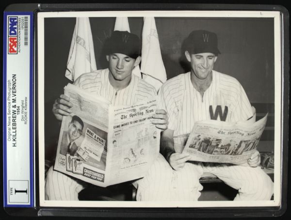 1954 Harmon Killebrew (Rookie) and Mickey Vernon Washington Senators Type 1 8" x 10" Photo (PSA/DNA)