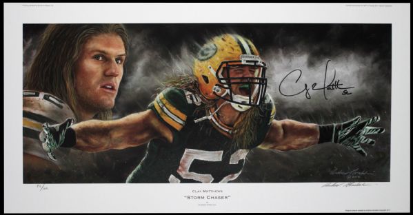 2010 Clay Matthews Jr. Green Bay Packers Signed Andrew Goralski 83/100 Print 