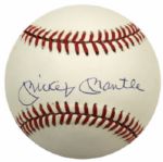 1984-94 Mickey Mantle New York Yankees Single Signed OAL (Brown) Baseball - JSA Full Letter
