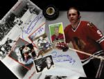 1960s star Bobby Hull Chicago Blackhawks Signed Collection - 2 Photos 4 Cards & Hockey Puck - JSA 