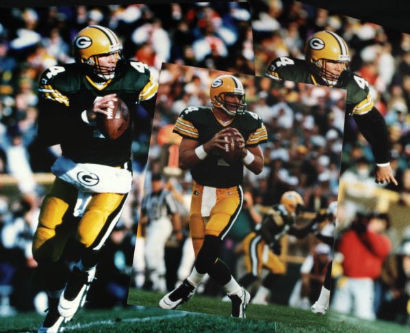 1992-96 Brett Favre Green Bay Packers Original 11" x 14" Photo (2)  & 8" x 10" From Vern Biever Estate w/Biever Stamping
