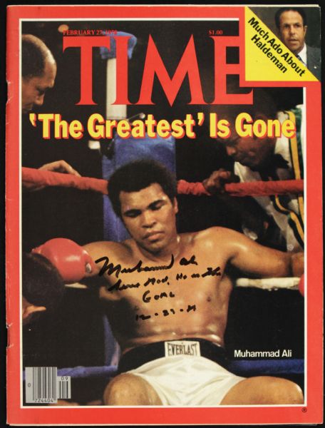 1978 Muhammad Ali Signed TIME Magazine - PSA/DNA Auction House Letter 