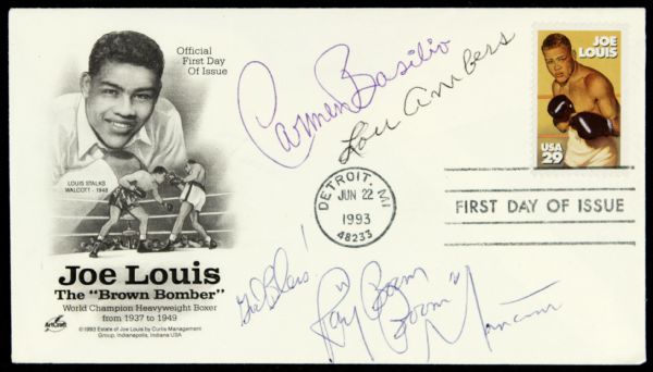1959-93 Boxing Greats Signed First Day Cover - Lot of 2 With Raging Bull Jack LaMotta & Wife/Carmen Basilio Boom Boom Mancini