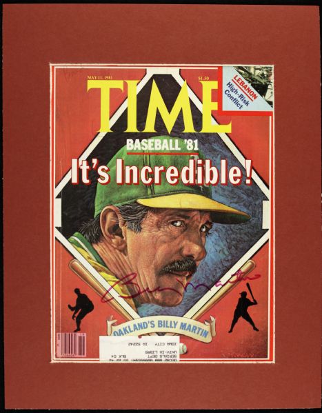 1981 Billy Martin Oakland As Yankees Signed TIME Magazine Cover - JSA 