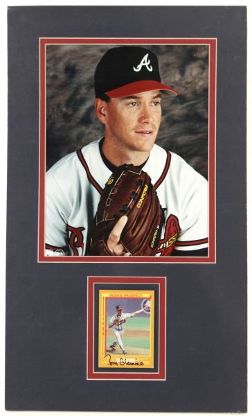 1980s Tom Glavine Atlanta Braves Signed Card Display - JSA 