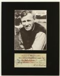 1948 Clark Shaughnessy The Father of The T-Formation Signed Check Display - JSA 