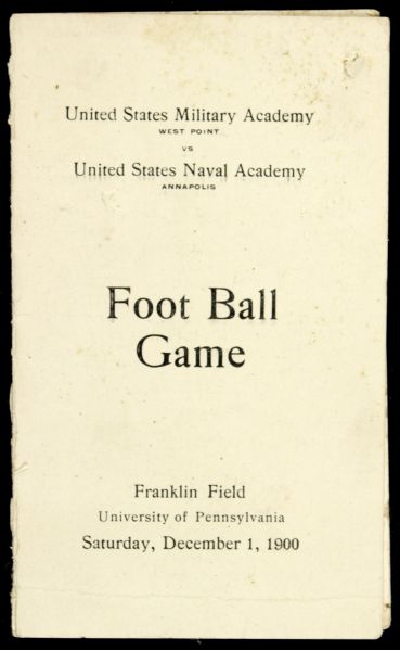 1900 US Army vs. Navy Football Game Scorecards Franklin Field Sixth Game Between The Two 