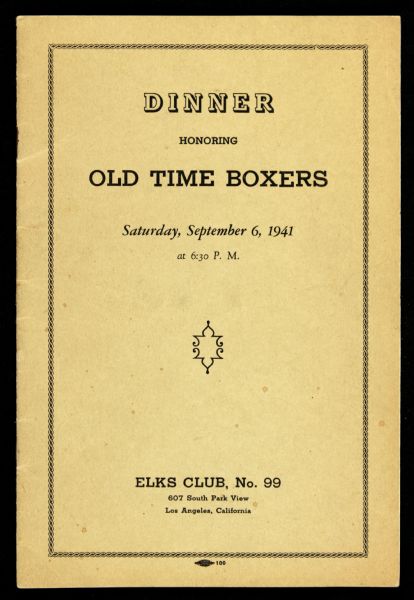 1941 Old Time Boxers Program - With Jack Jeffries 