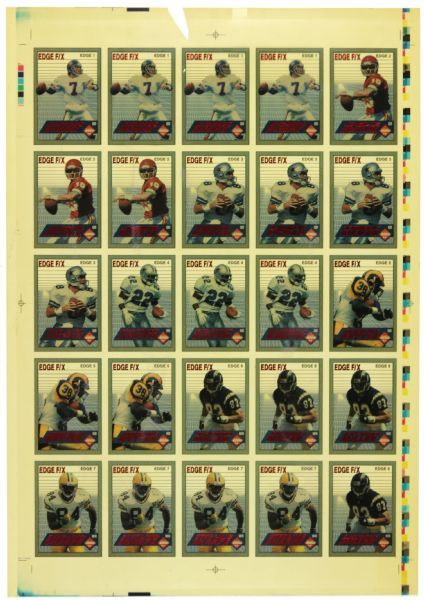 1994 Collectors Edge Edge F/X Uncut Sheet John Elway Joe Montana Troy Aikman Emmitt Smith Jerome Bettis Sterling Sharper Anthony Miller