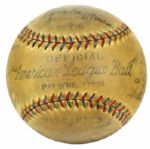 1935 Lou Gehrig Fred Lindstrom Earle Combs Connie Mack & Ultra Rare Hall of Famer Bill McGowan New York Yankees Multi Signed OAL (Harridge) Baseball - JSA Full Letter