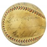 1935 Lou Gehrig Fred Lindstrom Earle Combs Connie Mack & Ultra Rare Hall of Famer Bill McGowan New York Yankees Multi Signed OAL (Harridge) Baseball - JSA Full Letter