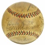 1935 Lou Gehrig Fred Lindstrom Earle Combs Connie Mack & Ultra Rare Hall of Famer Bill McGowan New York Yankees Multi Signed OAL (Harridge) Baseball - JSA Full Letter